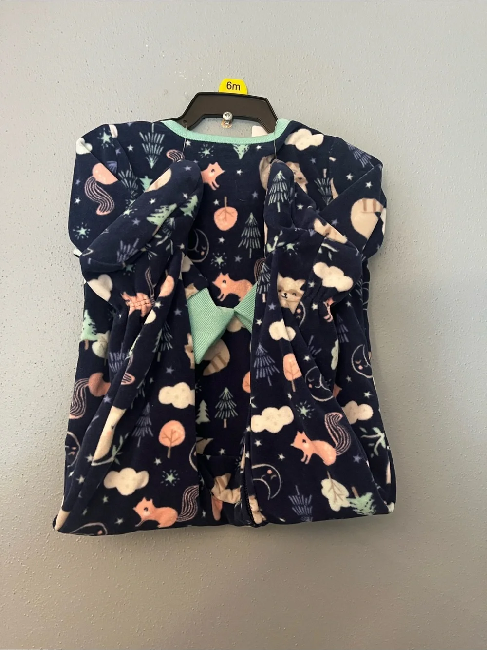 NWT Carter's Navy Sleep & Play Fleece Pajamas with Forest Friends - 6M